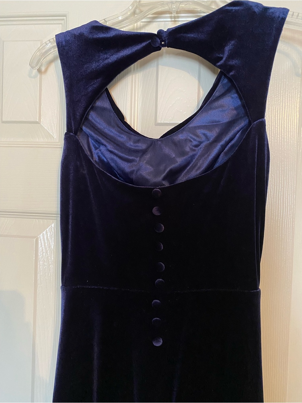 Revelry Navy Velvet Dress with back Buttons